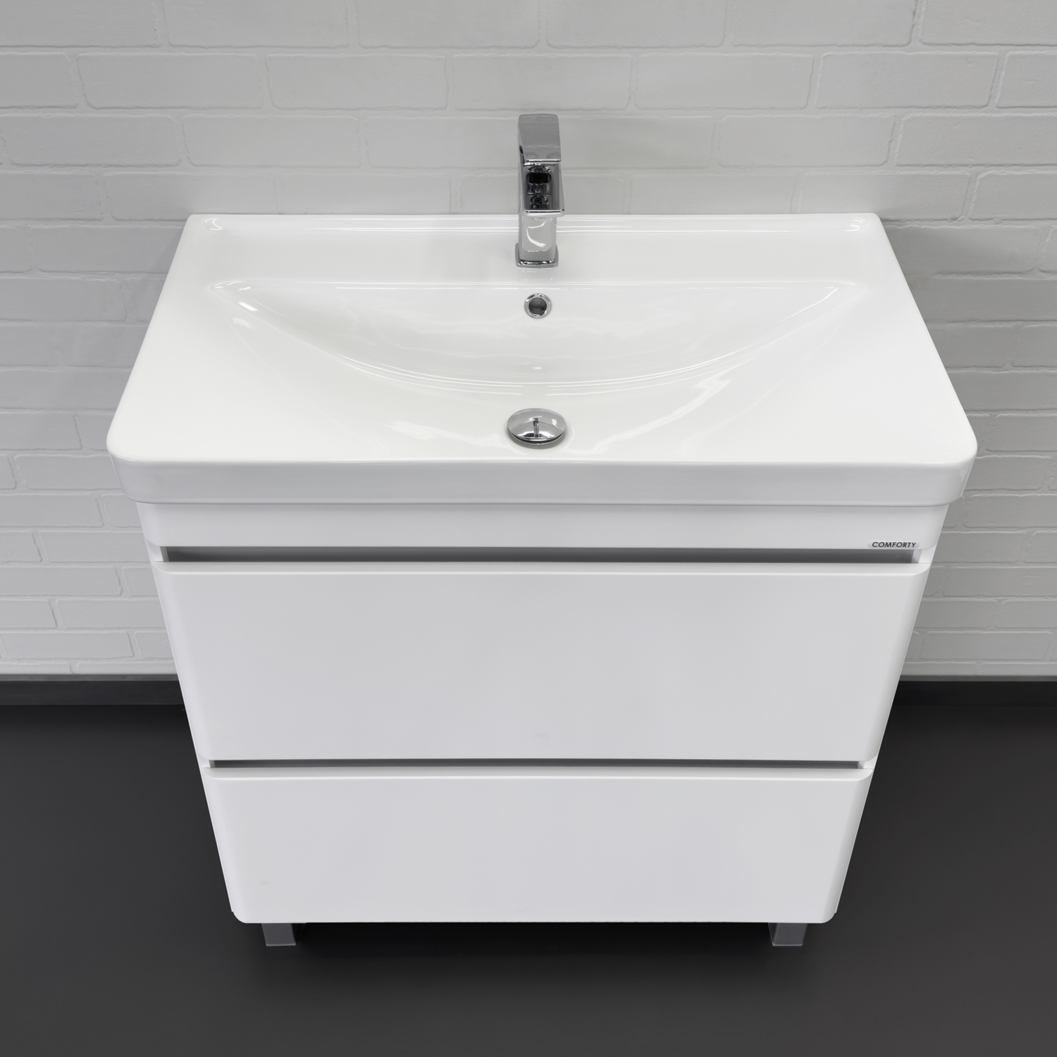 Тумба-умывальник напольная Comforty Валдай-80Н белая матовая с раковиной Comforty 4480