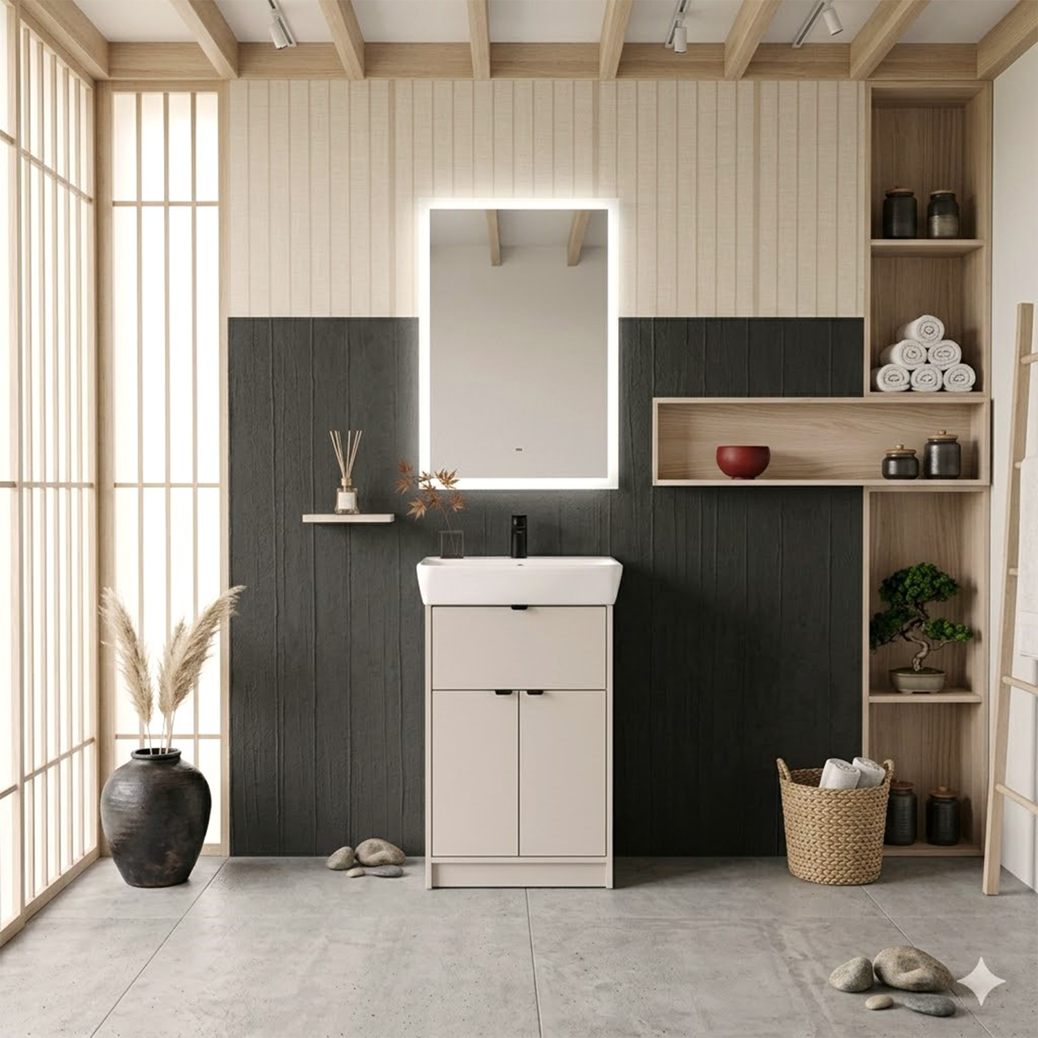 Напольная тумба-умывальник Comforty Руза-50 серый шелк с раковиной 9055RA-50