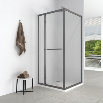 Душевое ограждение Comforty 36GG профиль брашированный оружейная сталь, без поддона, 900*900*1850 мм