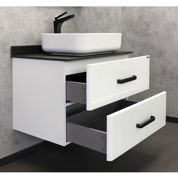 Тумба-умывальник Comforty Амстердам-75 белая с черной матовой столешницей раковина Comforty T-Y9378