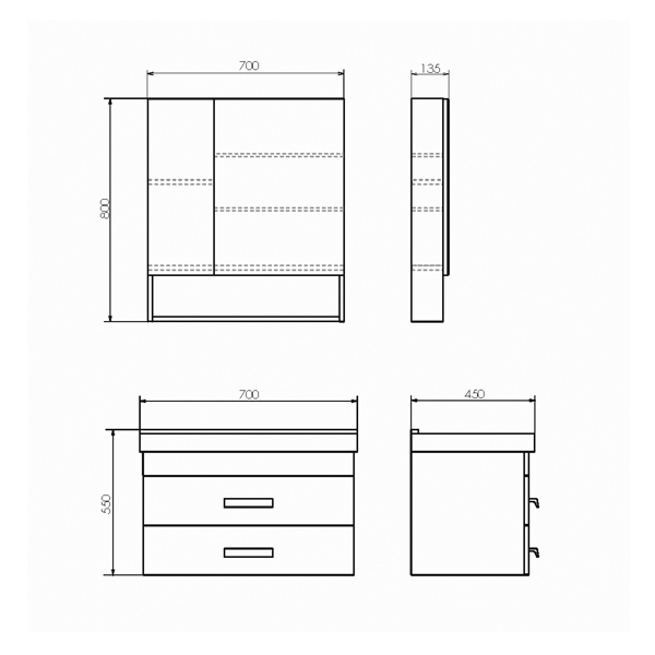 Зеркало-шкаф Comforty Никосия-70 дуб белый