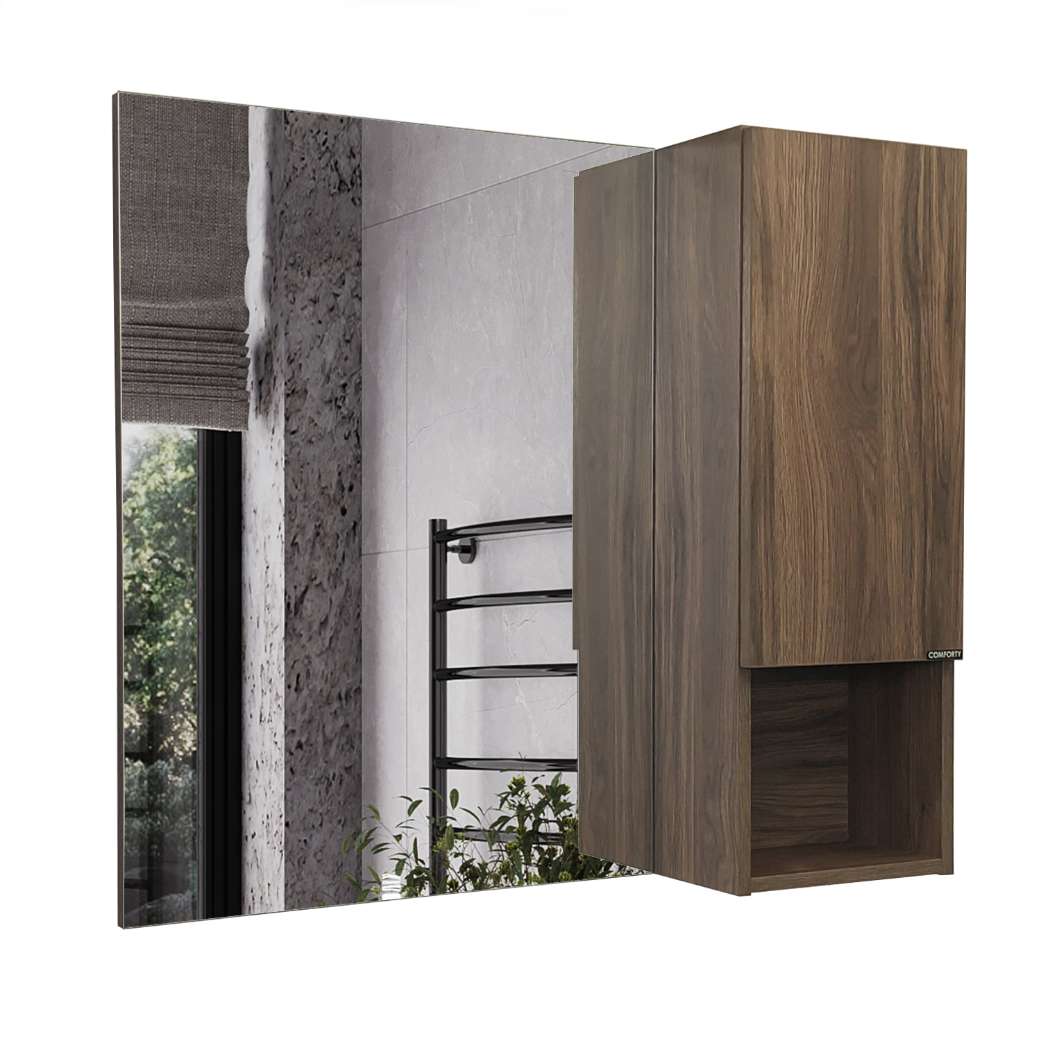 Зеркало-шкаф Comforty Бордо-90 дуб темно-коричневый
