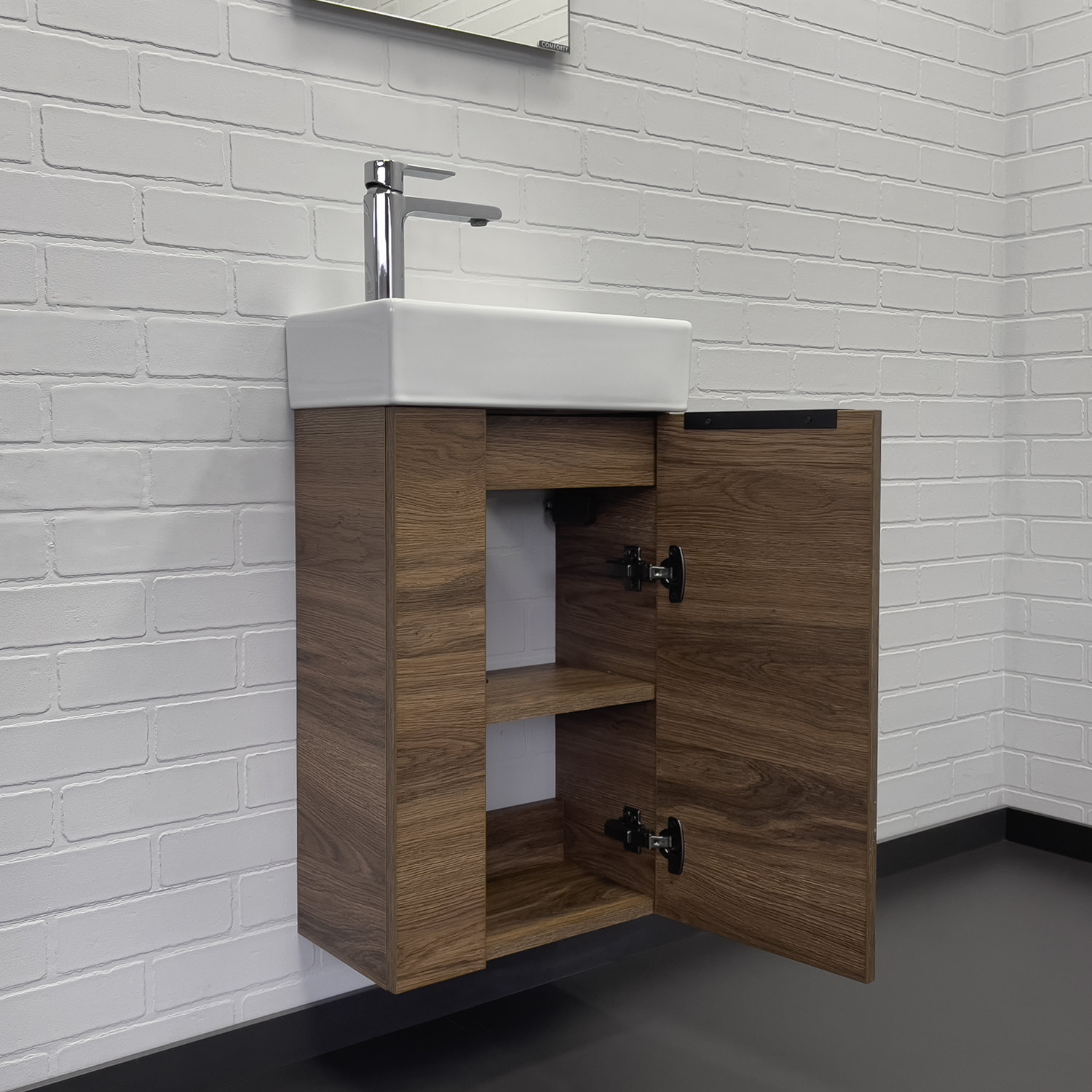 Тумба-умывальник Comforty Асти-40 дуб темно-коричневый с раковиной Comforty 9140