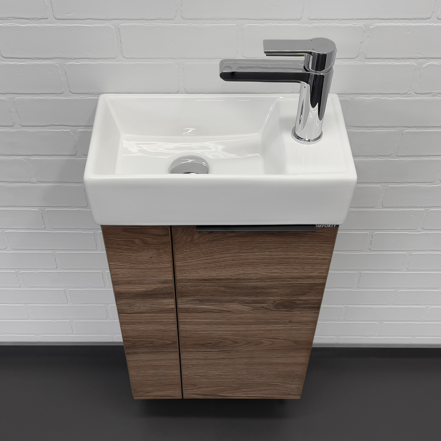 Тумба-умывальник Comforty Асти-40 дуб темно-коричневый с раковиной Comforty 9140