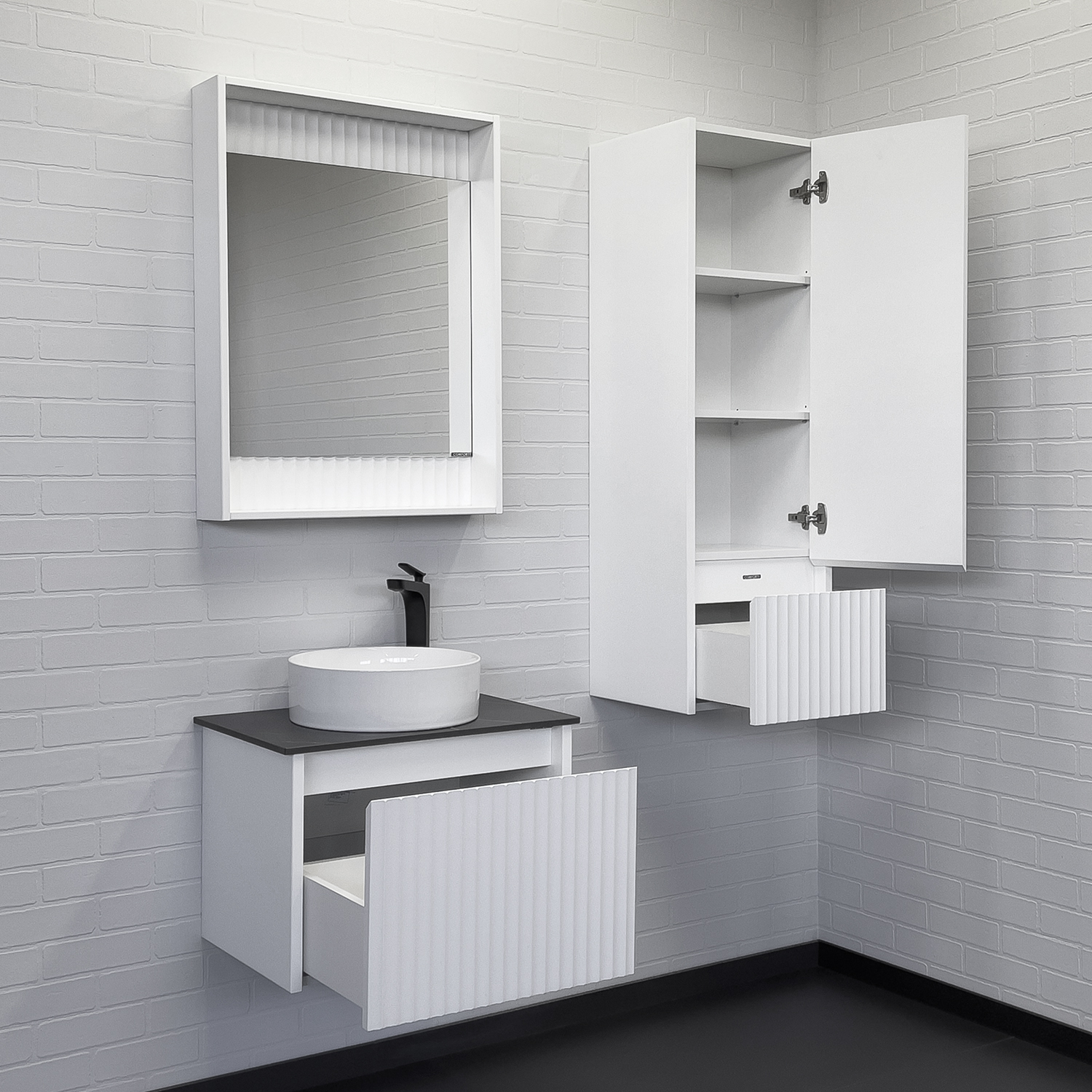 Зеркало-короб Comforty Марсель-60 белое матовое с подсветкой