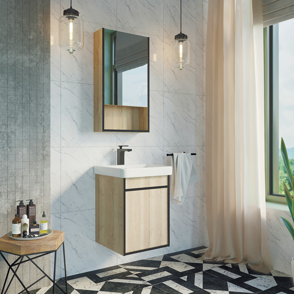 Тумба-умывальник Comforty Вена-45 дуб дымчатый с раковиной Адриана 45