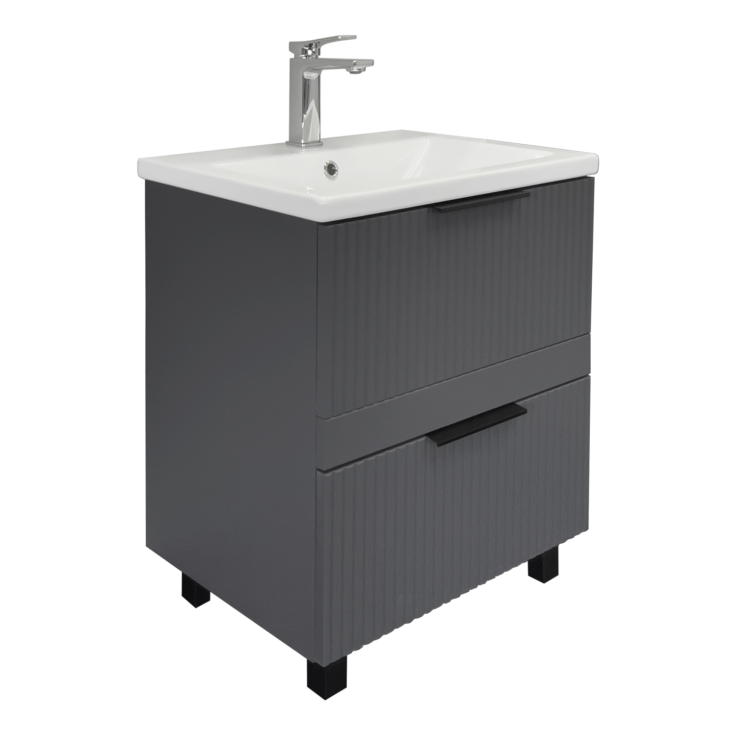 Тумба-умывальник Comforty Лима-60Н2 антрацит с раковиной Комо 60