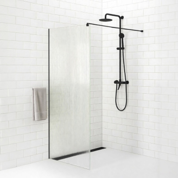Душевая перегородка Comforty CF5C916B 700 рифленое стекло, черный профиль, 700*2000 мм