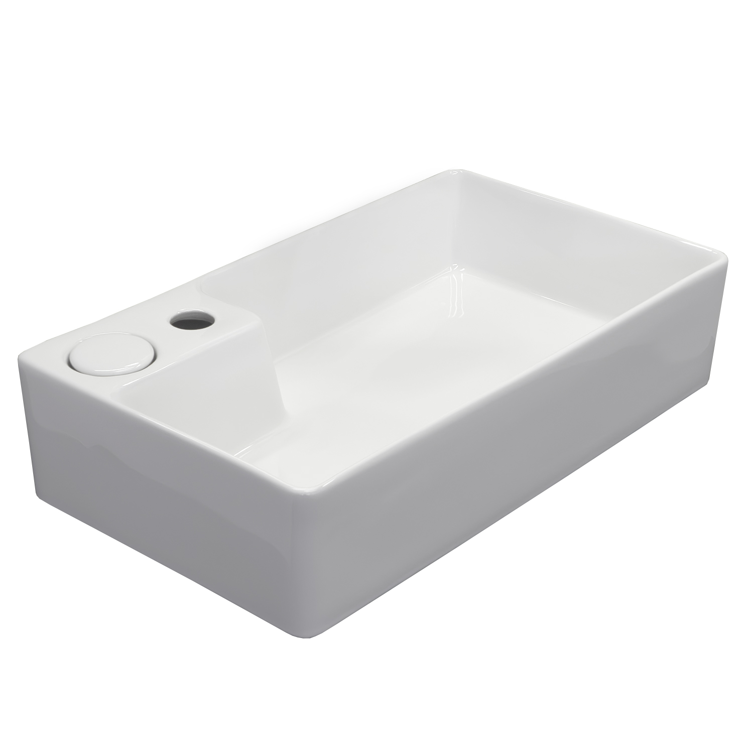 Накладная прямоугольная раковина 60 см Comforty СF178739R с чашей справа и смесителем слева