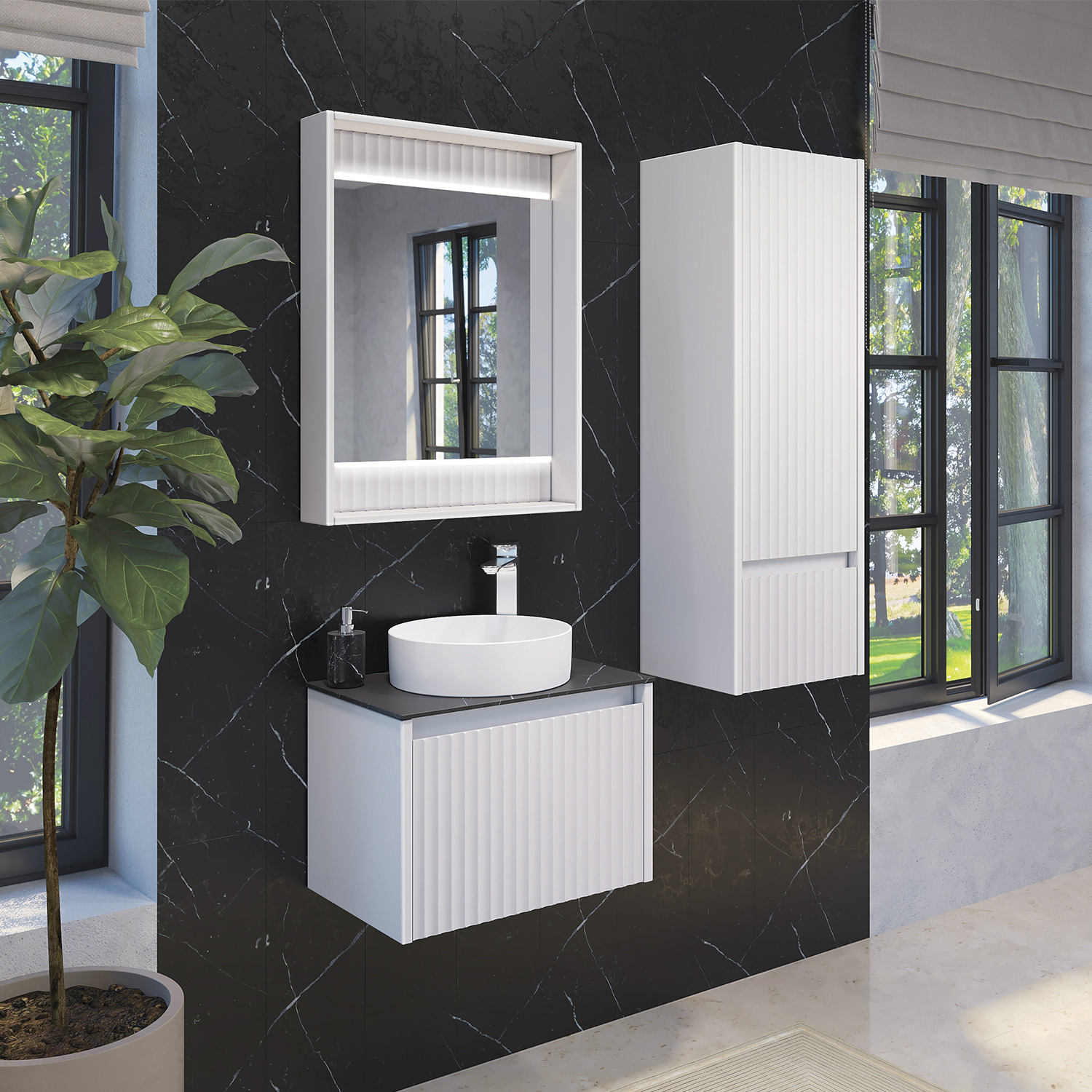 Шкаф-колонна Comforty Марсель-40 белая матовая