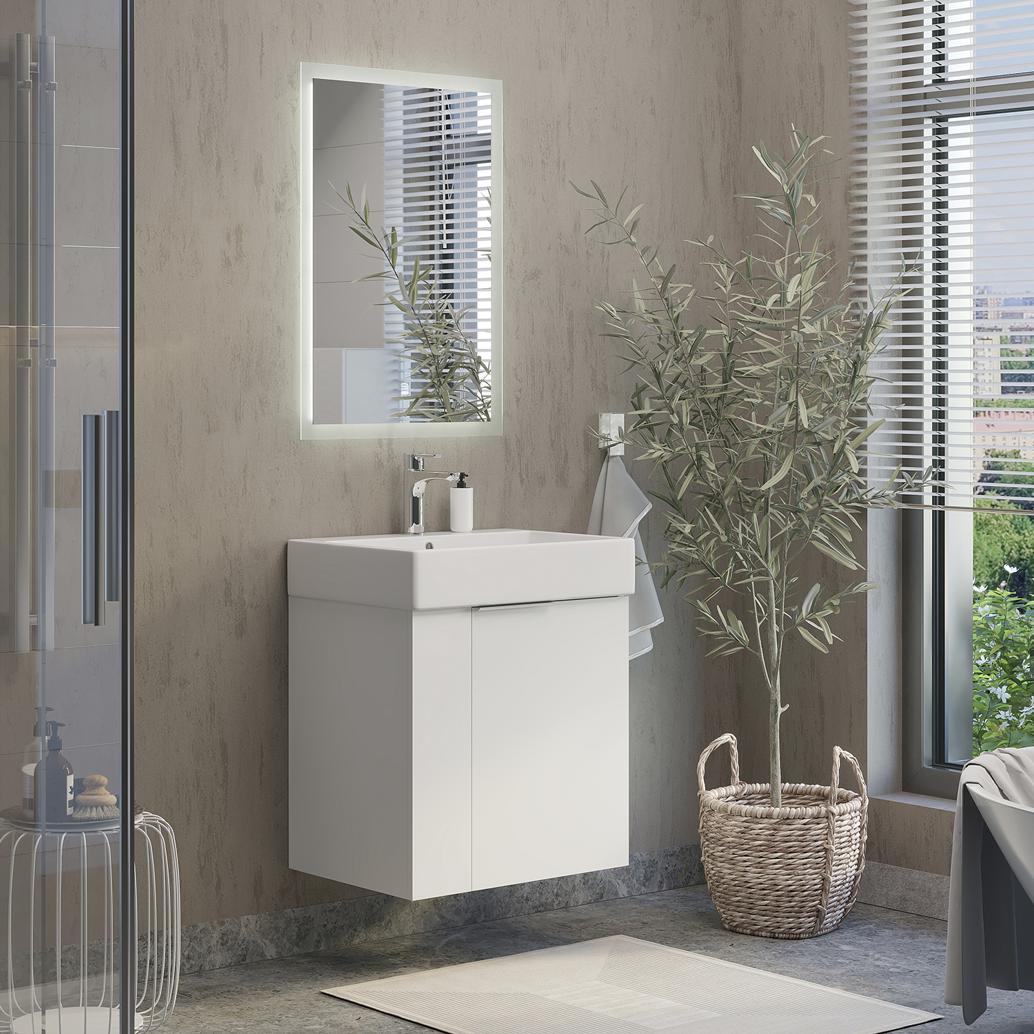 Подвесная тумба-умывальник Comforty Асти-60П белый глянец с раковиной CF3WL032