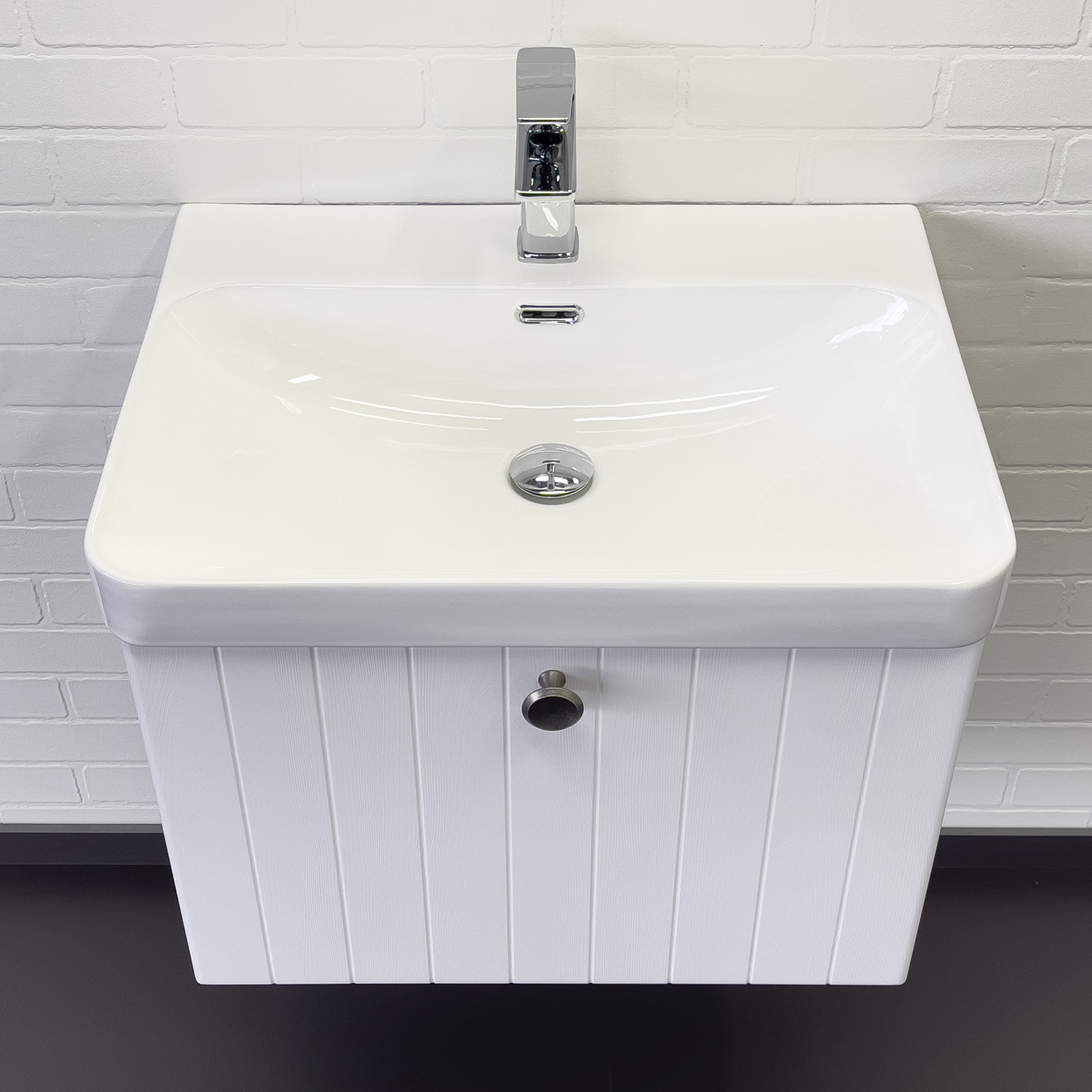 Тумба-умывальник Comforty Истра-60П ясень белёный с раковиной CF19595BX-60