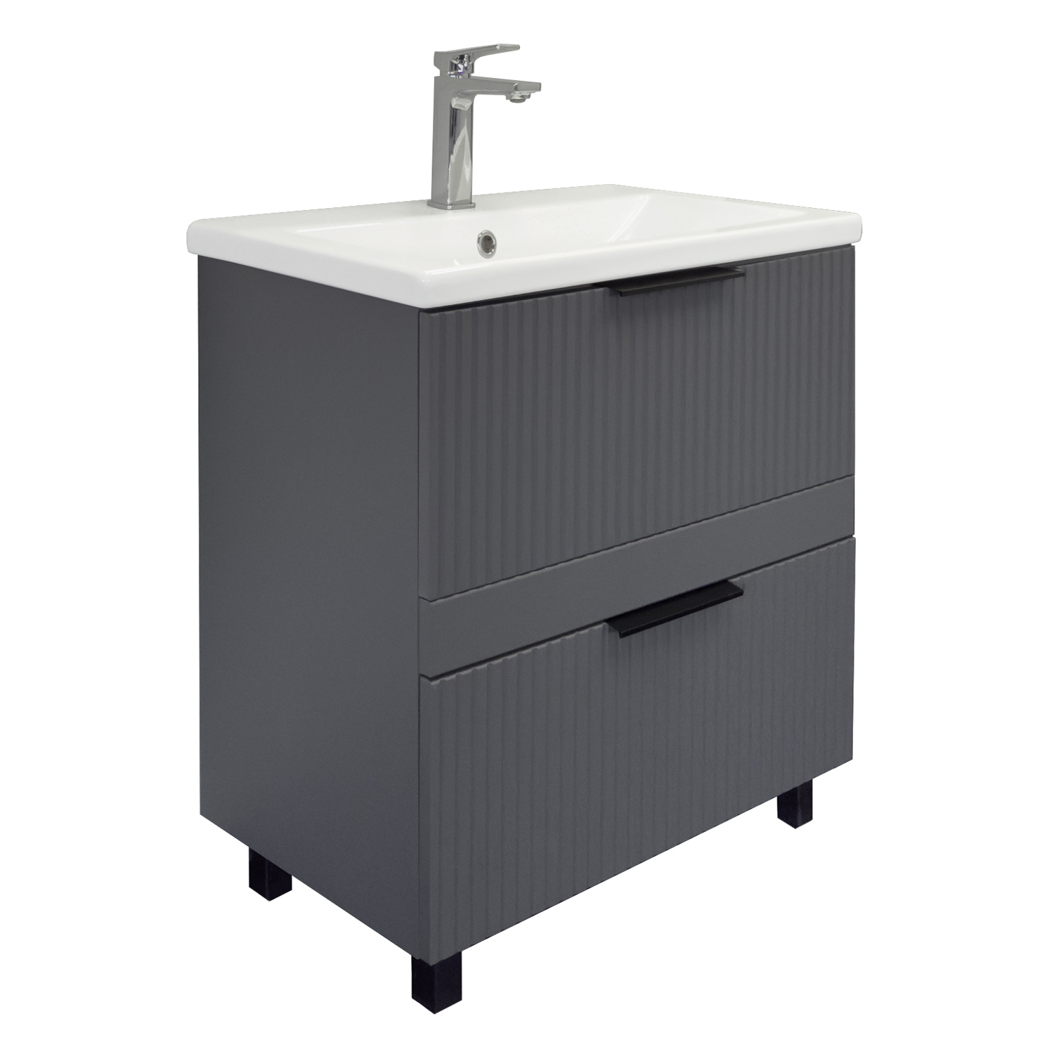 Тумба-умывальник Comforty Лима-70Н2 антрацит с раковиной Комо 70