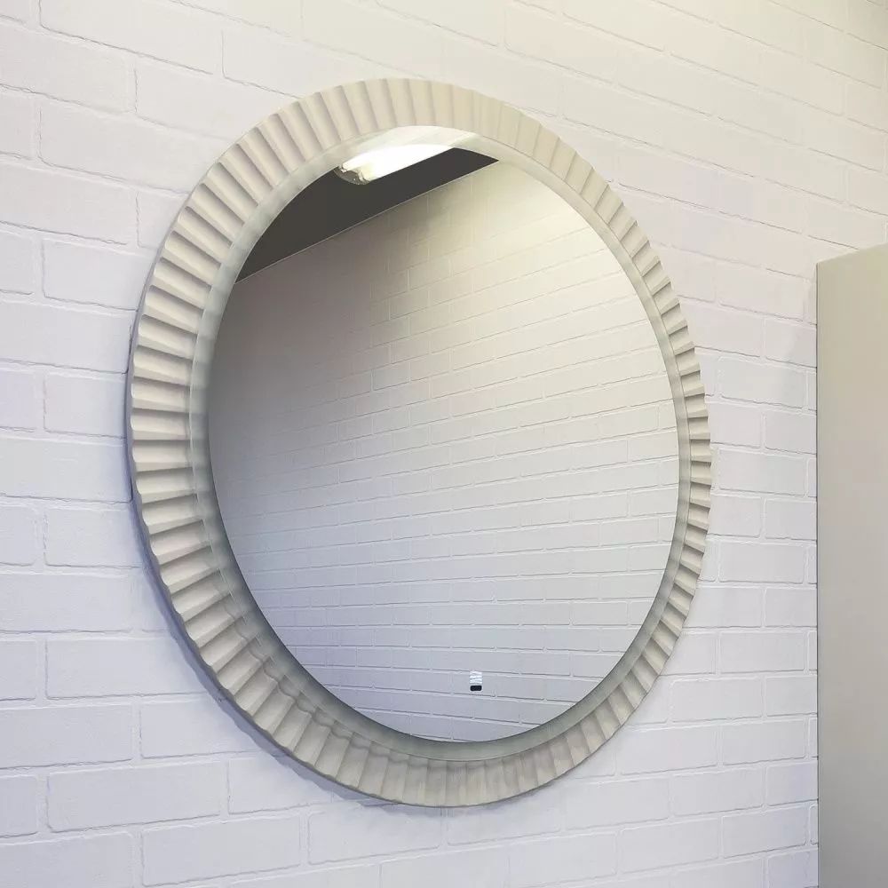 Зеркало Comforty Мадрид 90 светодиодная подсветка, бесконтактный сенсор, антизапотевание, серый шёлк