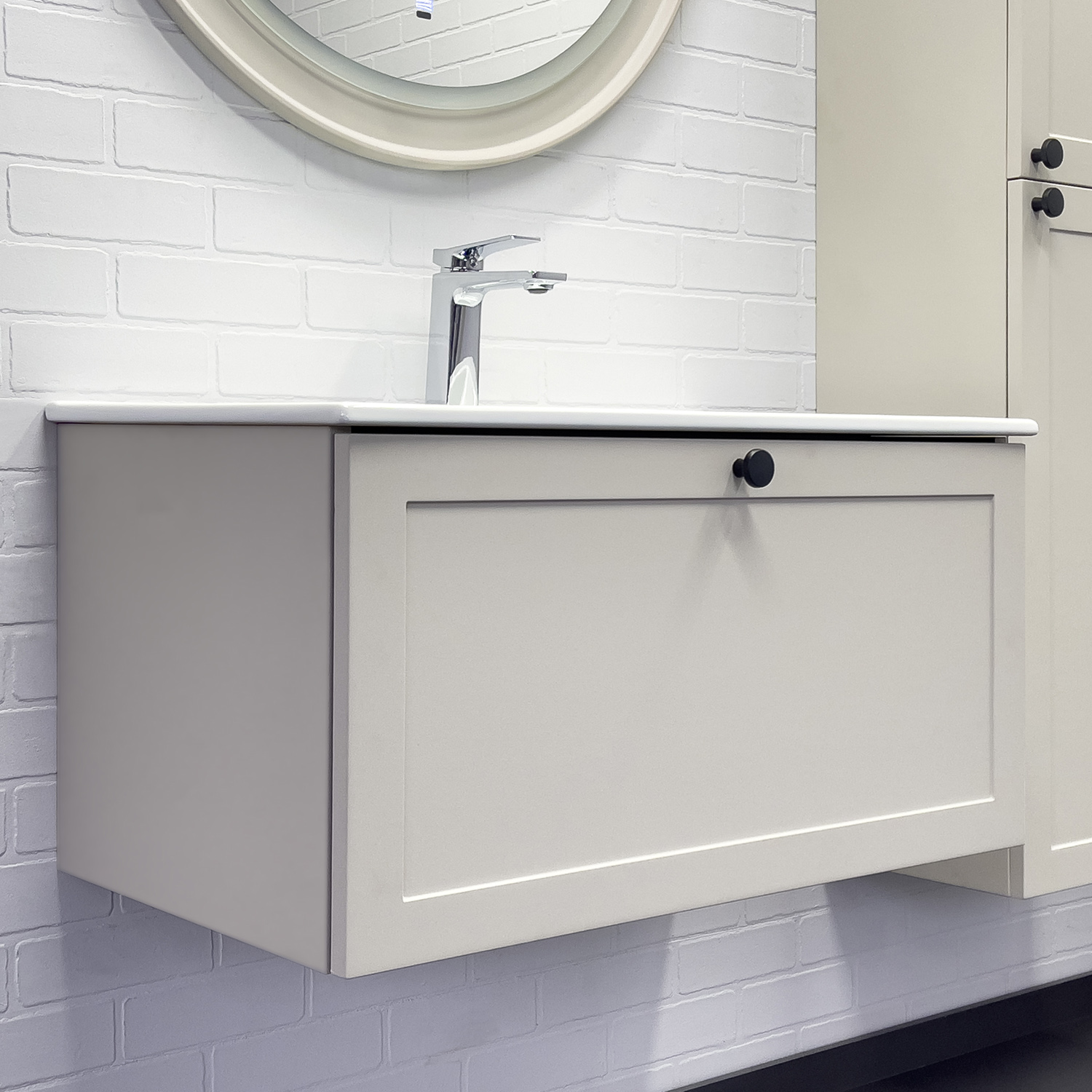 Тумба-умывальник Comforty Ереван 80 серый шёлк с раковиной Comforty 80E