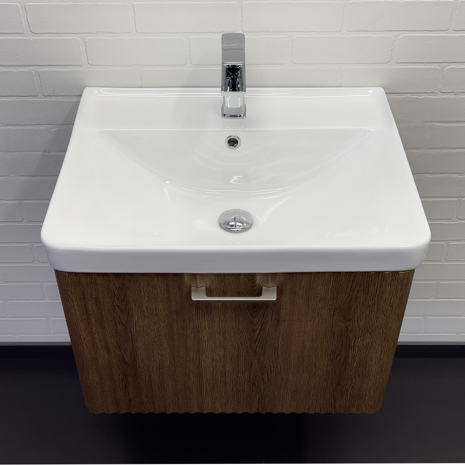 Тумба-умывальник Comforty Ангара-60П дуб темно-коричневый с раковиной 4460