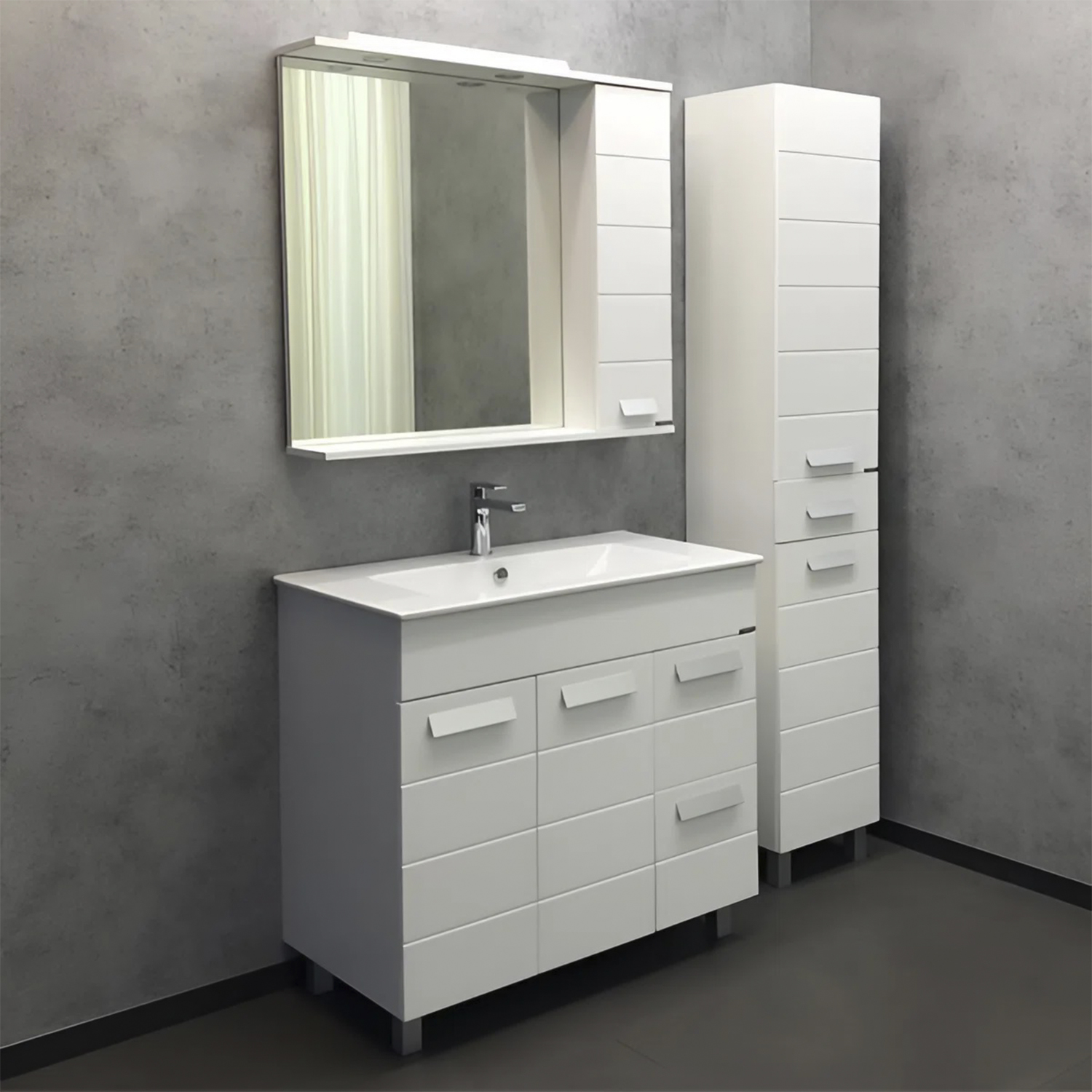 Тумба-умывальник Comforty Модена 90М белая с раковиной Квадро 90