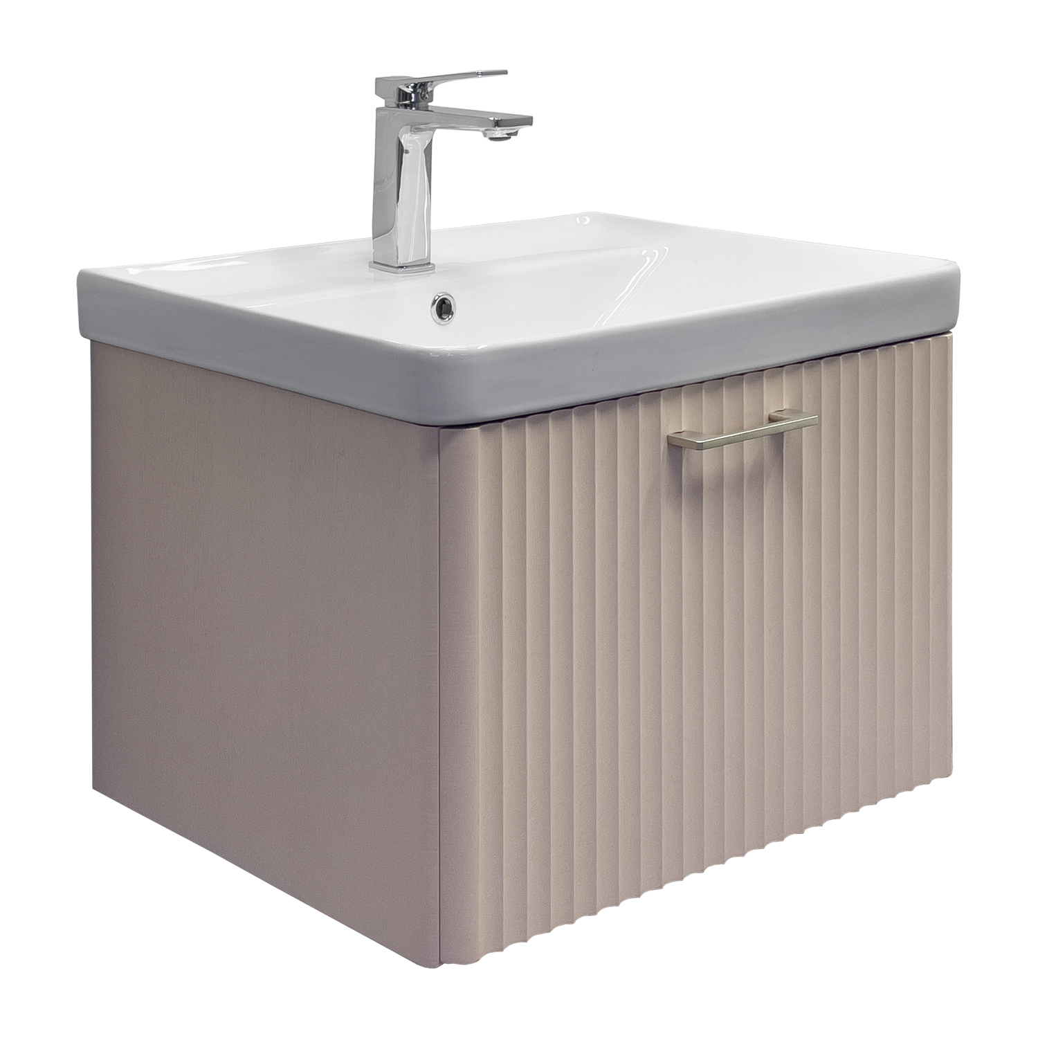 Тумба-умывальник Comforty Ангара-60П дуб латте с раковиной 4460