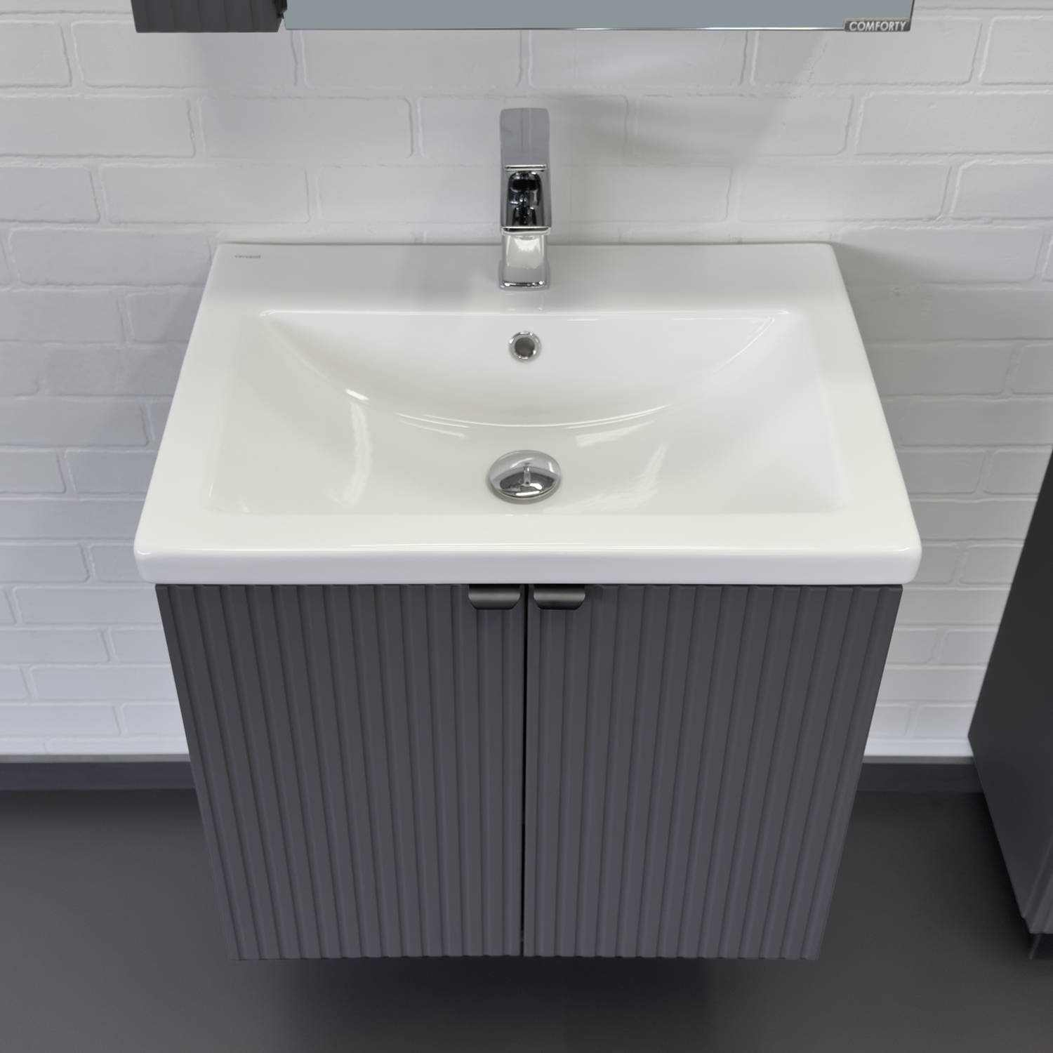 Тумба-умывальник Comforty Лима-60П антрацит с раковиной Комо 60