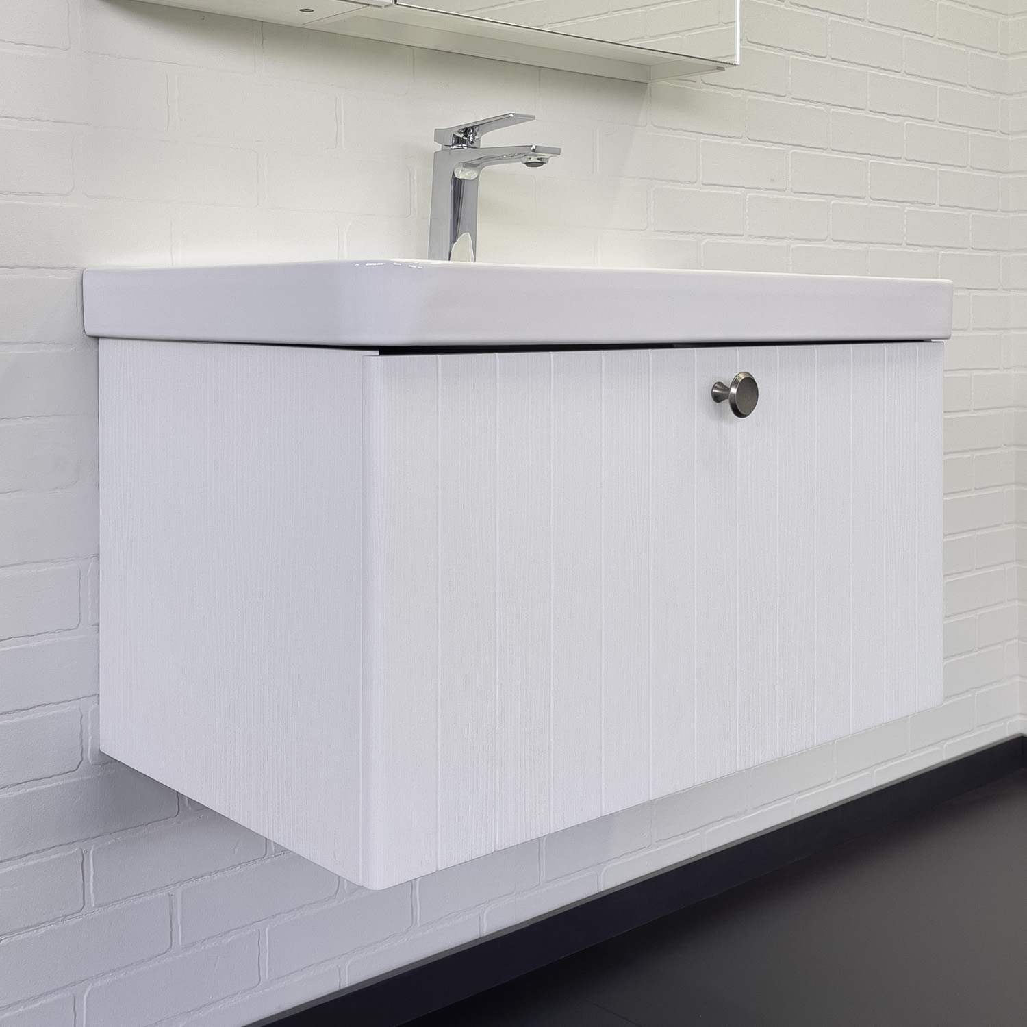 Тумба-умывальник Comforty Истра-80П ясень белёный с раковиной CF19595BX-80