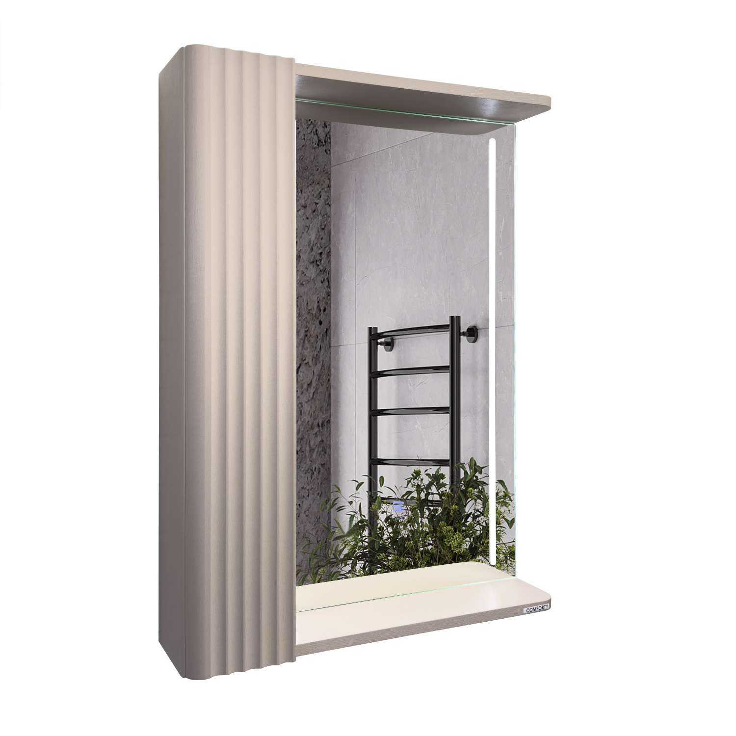 Зеркало-шкаф Comforty Ангара-60 дуб латте со светодиодной подсветкой