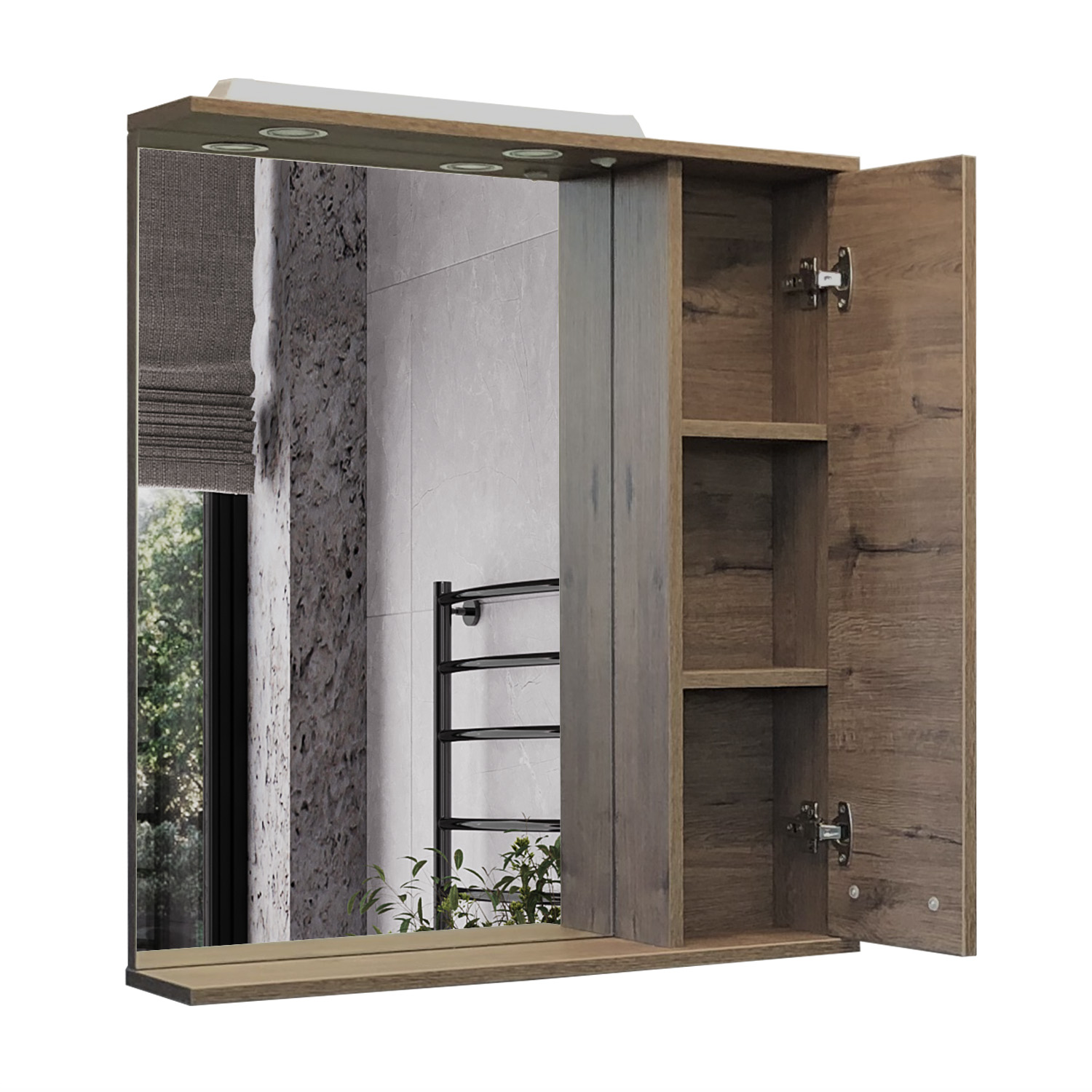Comforty. Зеркало-шкаф Марио-75 дуб темный