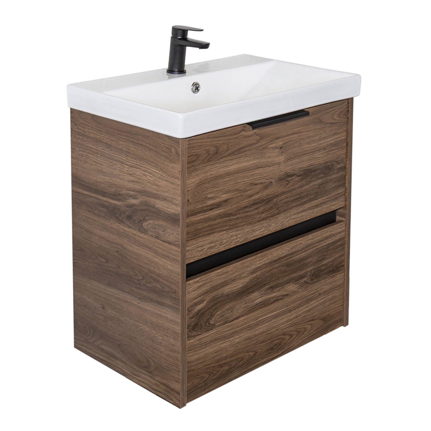 Тумба-умывальник Селенга-60 дуб тёмно-коричневый с раковиной CF19696BX-60