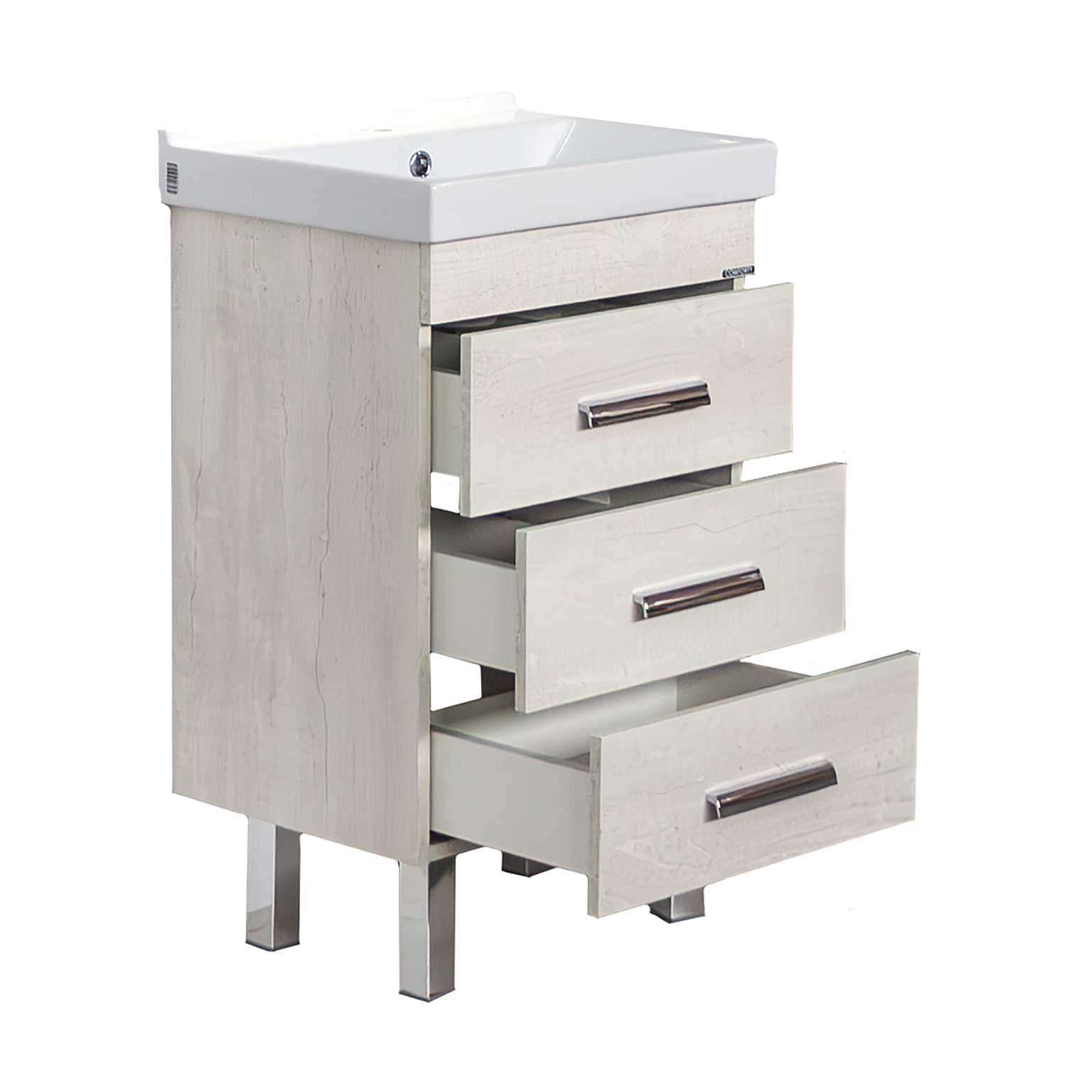 Тумба-умывальник Comforty Никосия-50Н дуб белый с раковиной Фест 50