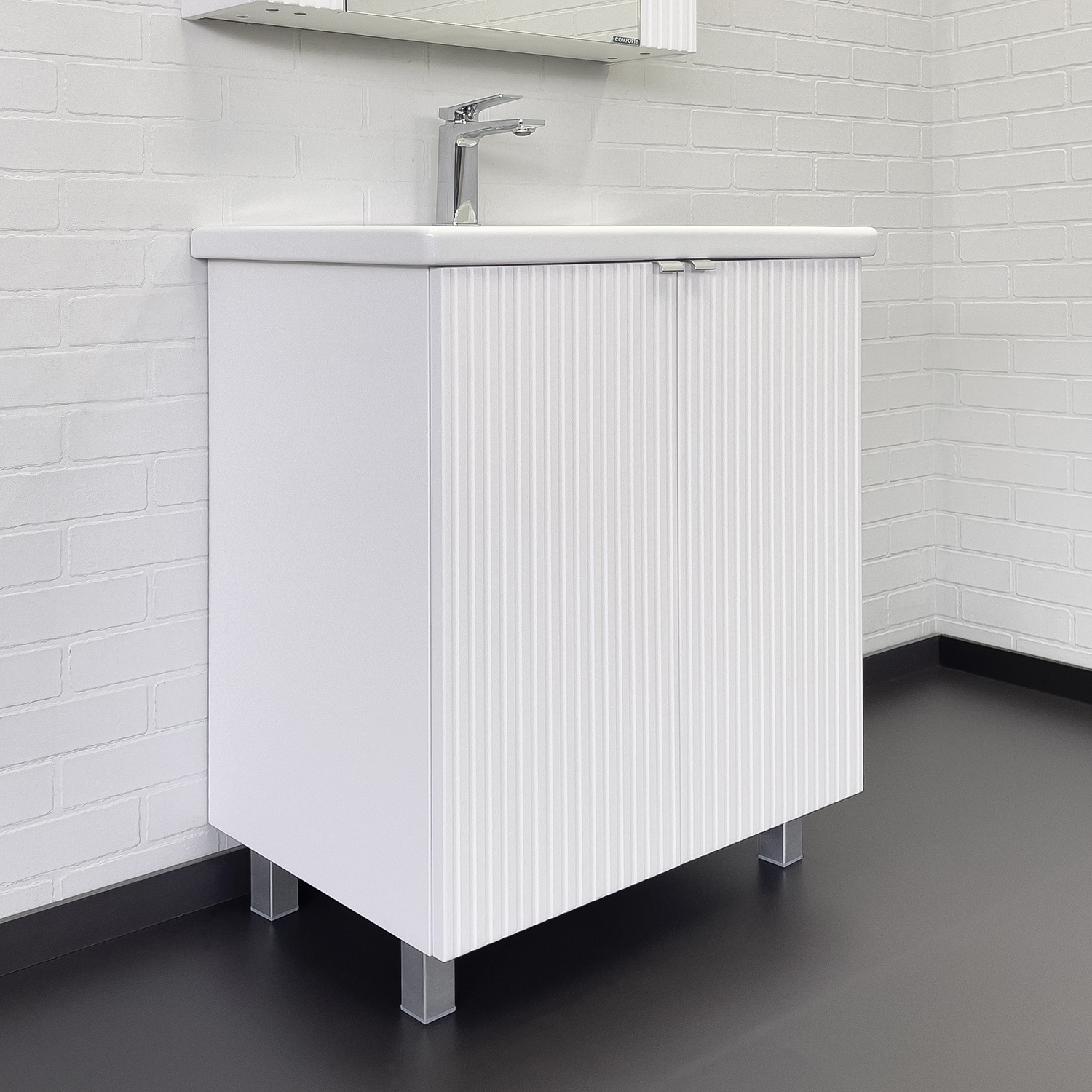 Тумба-умывальник Comforty Лима-70 белый матовый с раковиной Комо 70