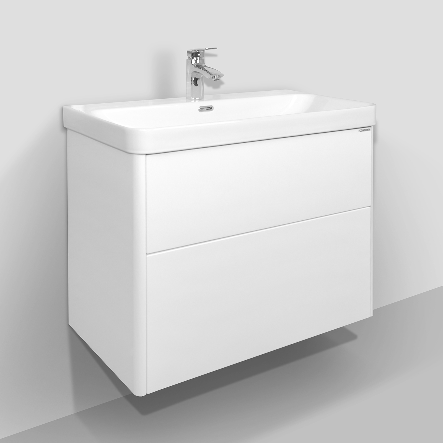 Подвесная тумба-умывальник Comforty Сенеж-80 белый глянец с раковиной CF19595BX-80