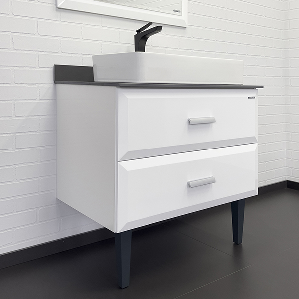 Тумба-умывальник Comforty Империя-80 белая с графитовой столешницей c раковиной Comforty 78189