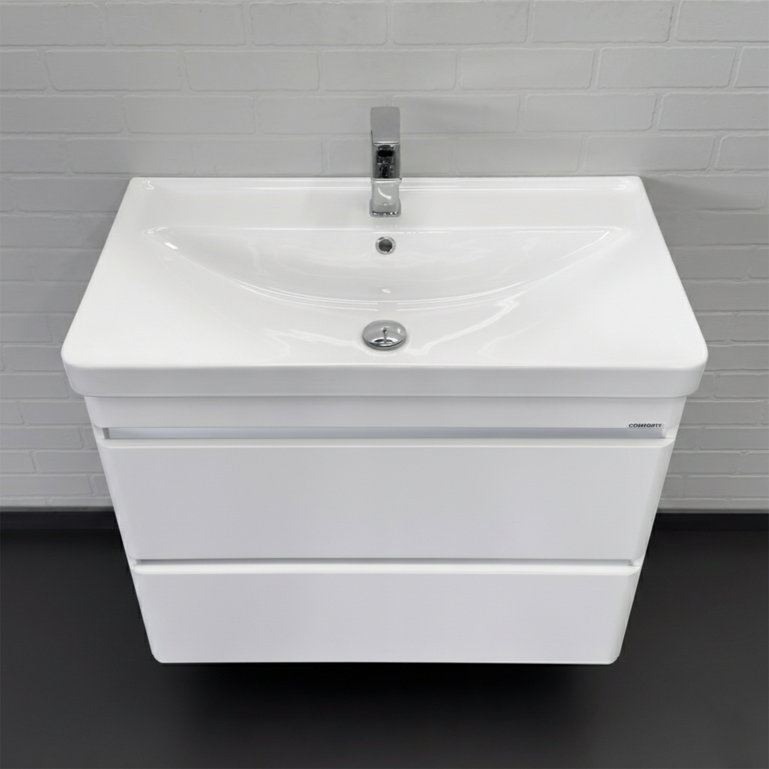 Тумба-умывальник подвесная Comforty Енисей-80П2 белый глянец c раковиной 4480