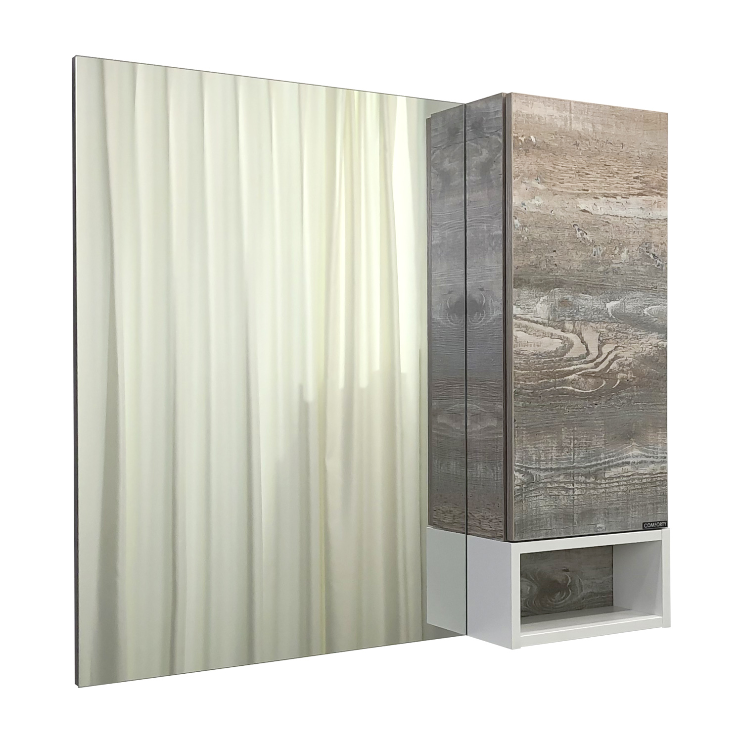 Comforty. Зеркало-шкаф "Турин-90" дуб бежевый