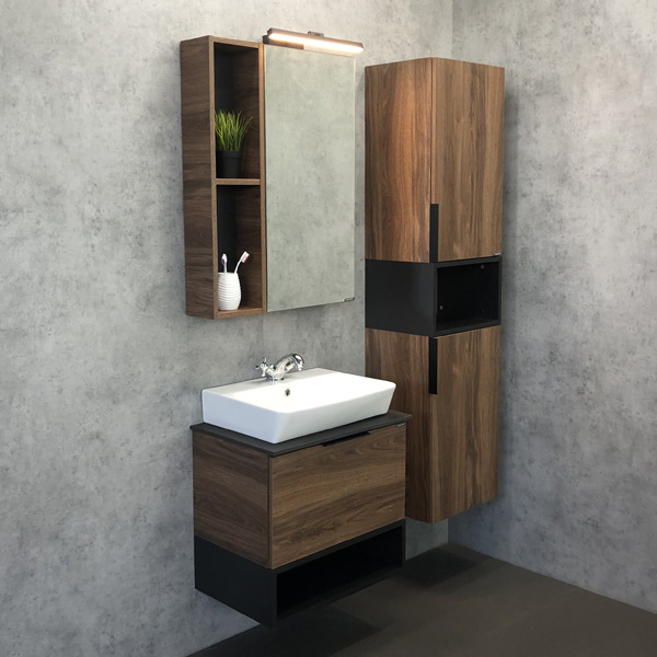 Тумба-умывальник Comforty Штутгарт 60 дуб тёмно-коричневый c раковиной Comforty 9055RA-50