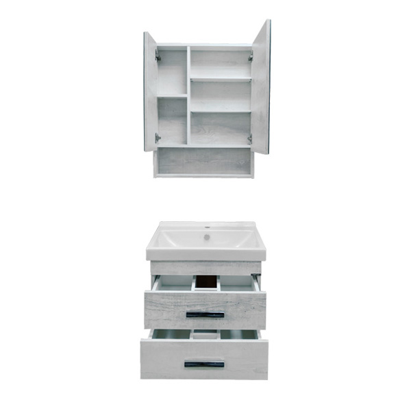 Тумба-умывальник Comforty Никосия 60П дуб белый с раковиной Фест 60