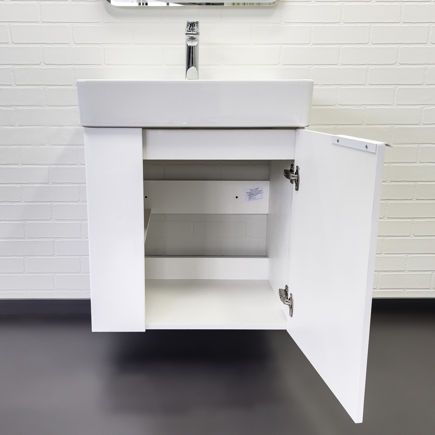 Подвесная тумба-умывальник Comforty Асти-60П белый глянец с раковиной CF3WL032