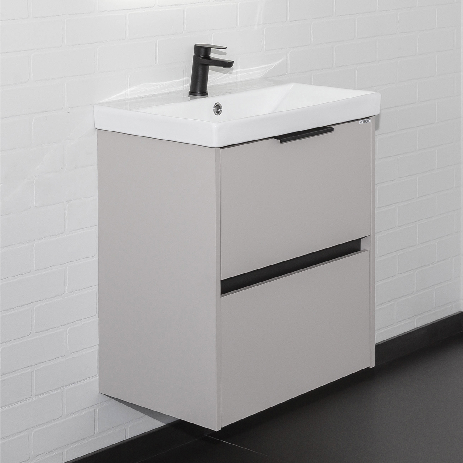 Тумба-умывальник Comforty Селенга-50 цвет cерый шелк с раковиной CF19696BX-50