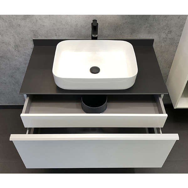 Тумба-умывальник Comforty Милан-90 белая с графитовой столешницей с раковиной Comforty T-Y9378