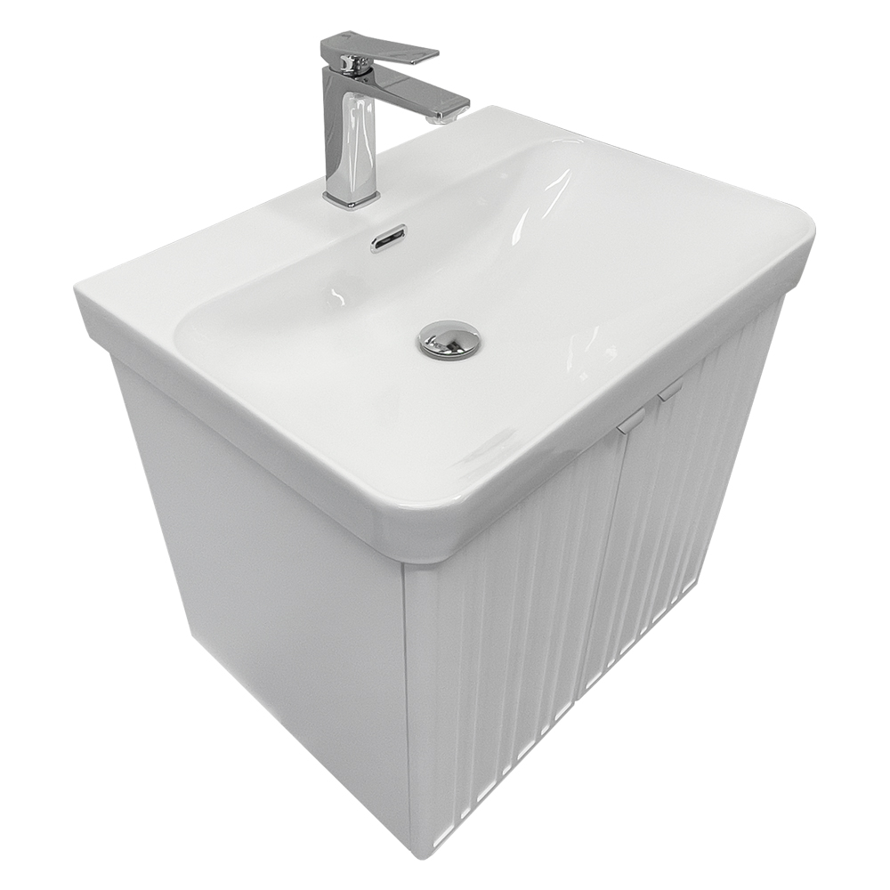 Тумба-умывальник Comforty Тенерифе-60 подвесная, белая матовая с раковиной CF19595BX-60
