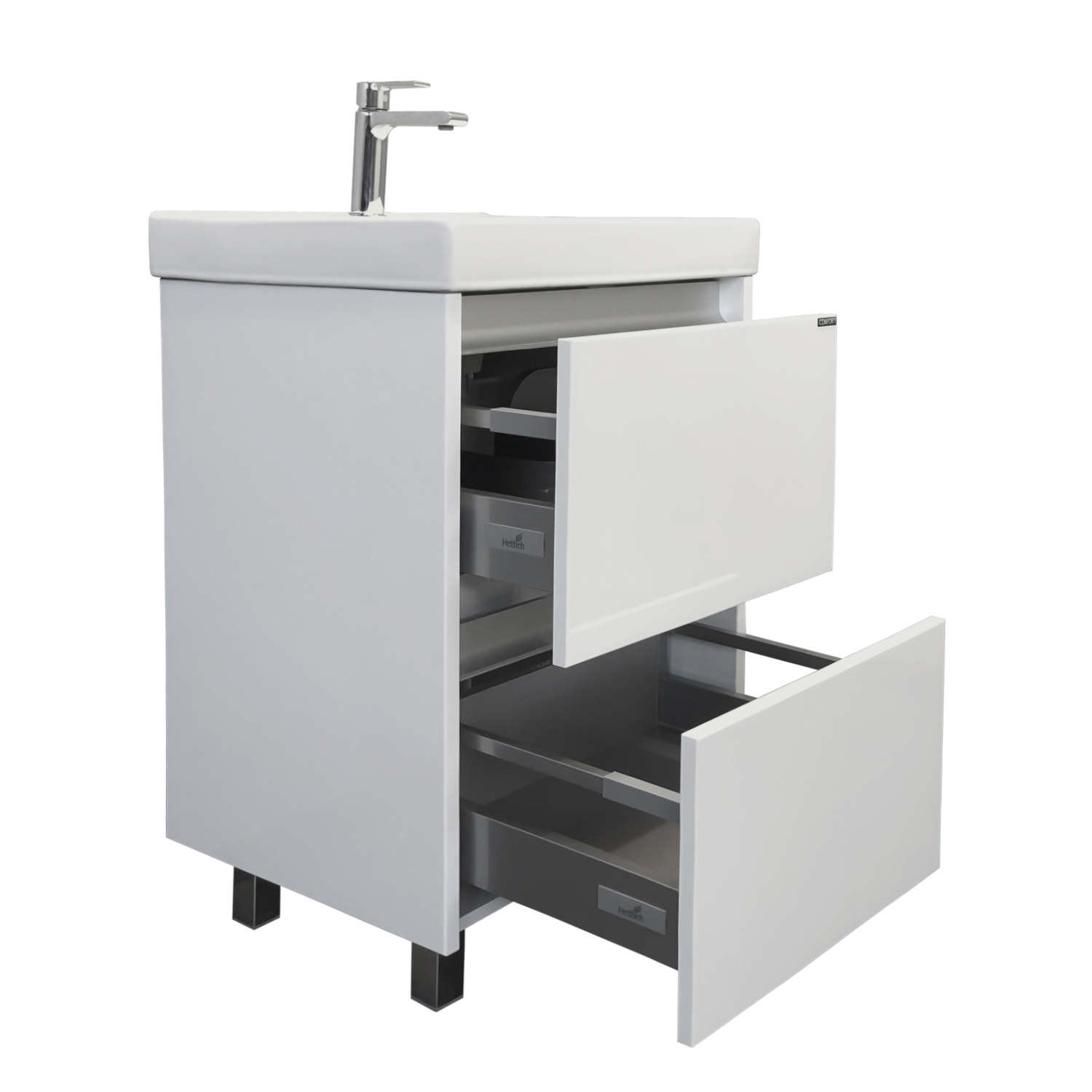 Comforty. Тумба-умывальник "Дублин-60" белый глянец с раковиной Comforty 8056