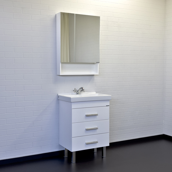 Зеркало-шкаф Comforty Никосия-60 белый глянец