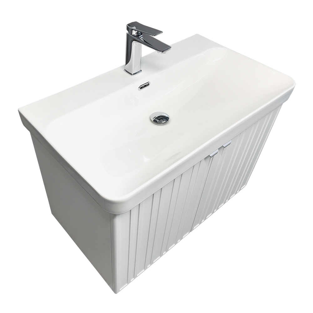 Тумба-умывальник Comforty Тенерифе-80 подвесная, белая матовая с раковиной CF19595BX-80