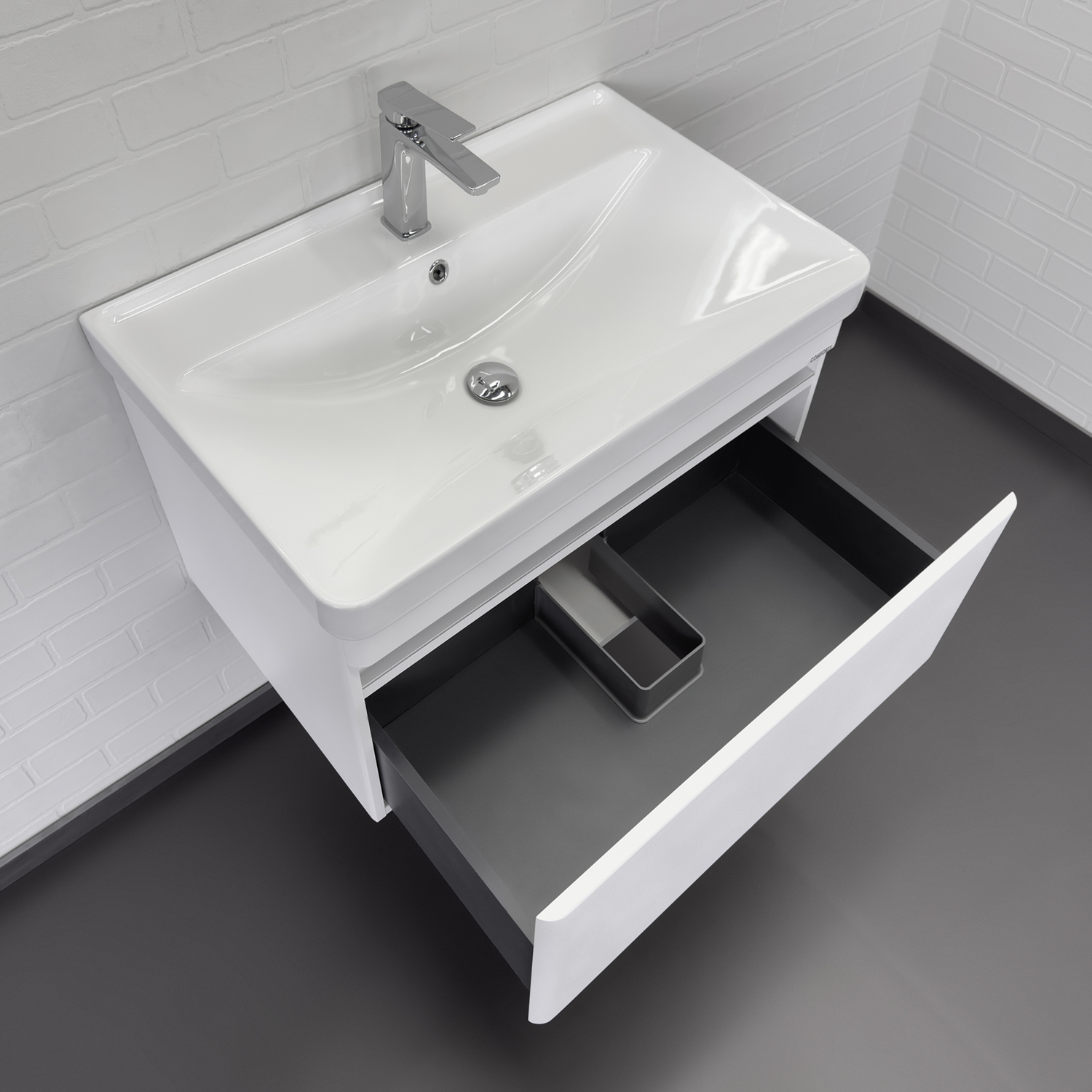 Подвесная тумба-умывальник Comforty Валдай-70П белый матовый с раковиной 4470