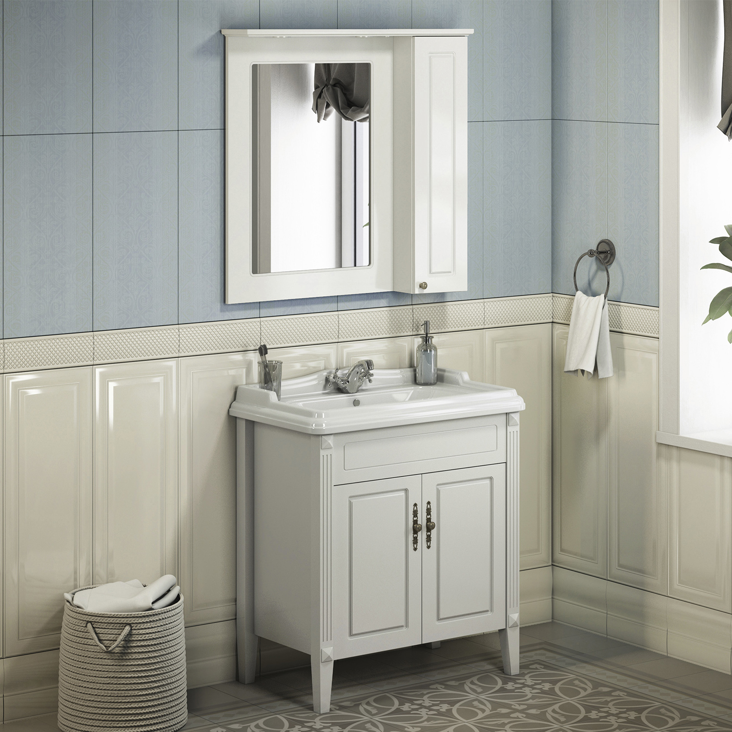 Comforty. Тумба-умывальник "Палермо-80 белый глянец с раковиной Comforty 3380