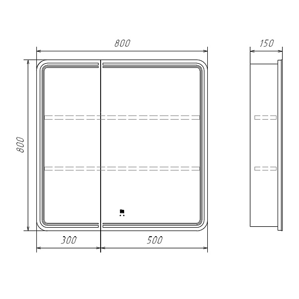 Зеркало Зеркало-шкаф со светодиодной подсветкой Нео-80 бесконтактный сенсор