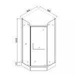 Душевое ограждение Comforty 31NR матовое стекло с рисунком круги, поддон, 900*900*1975