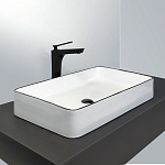Накладная прямоугольная раковина Comforty CF11099 с черной каймой, из фарфора