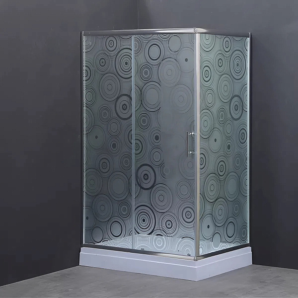 Душевое ограждение Comforty 33P матовое стекло с рисунком узоры, поддон, 1200*800*1925