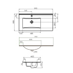 Раковина 90 см Comforty 9090EL Схема