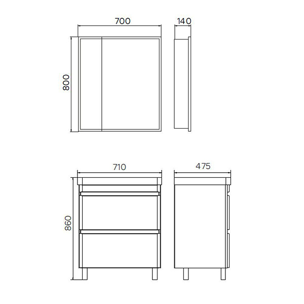 Мебель для ванных комнат 70 - 76 см 